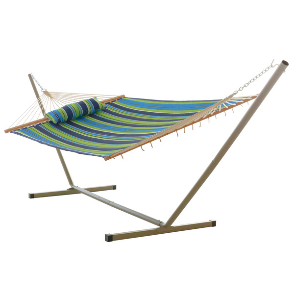 Castaway Hammock & Stand Combo with Pillow, Blue/Green Stripe COMBOQP18BGST